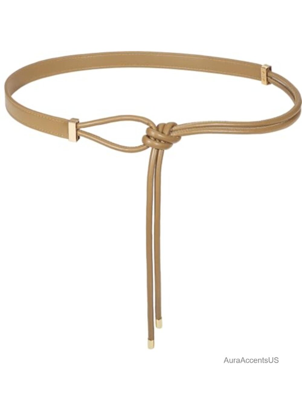 Women's Knotted Thin Waist Belt PU Leather Skinny Adjustable